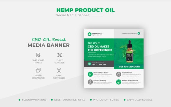 Elevate Your Brand with the Elegance Hemp CBD Oil Social Media Post Template