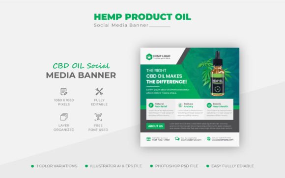 Green Cannabis CBD Oil Social Post Template