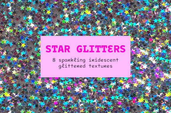 Iridescent Star Glitter Textures for Design