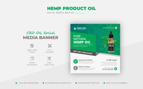 Modern Hemp CBD Oil Social Post Template