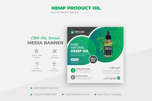 Strategic Branding with the Clean Cannabis Hemp Product Oil Social Media Template