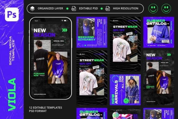 Viola Instagram Post Templates: Elevating Streetwear Aesthetics for Modern Brands